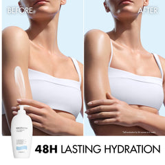 Biotherm texture close-up dispensed from pump, showing milky absorption benefit