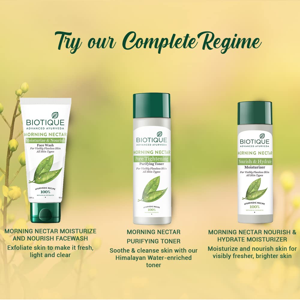Biotique jar on bathroom shelf staged to show morning routine compatibility