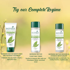 Biotique jar on bathroom shelf staged to show morning routine compatibility
