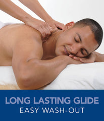 BIOTONE therapist applying gel on client's back for controlled long strokes
