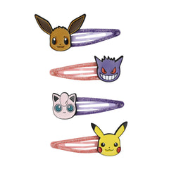 Bioworld front group view of four glitter Pokémon clips showing variety and sparkle