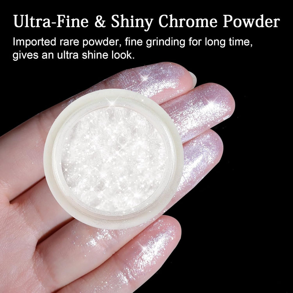 BISHENGYF powder being buffed onto cured gel polish, adds luminous depth