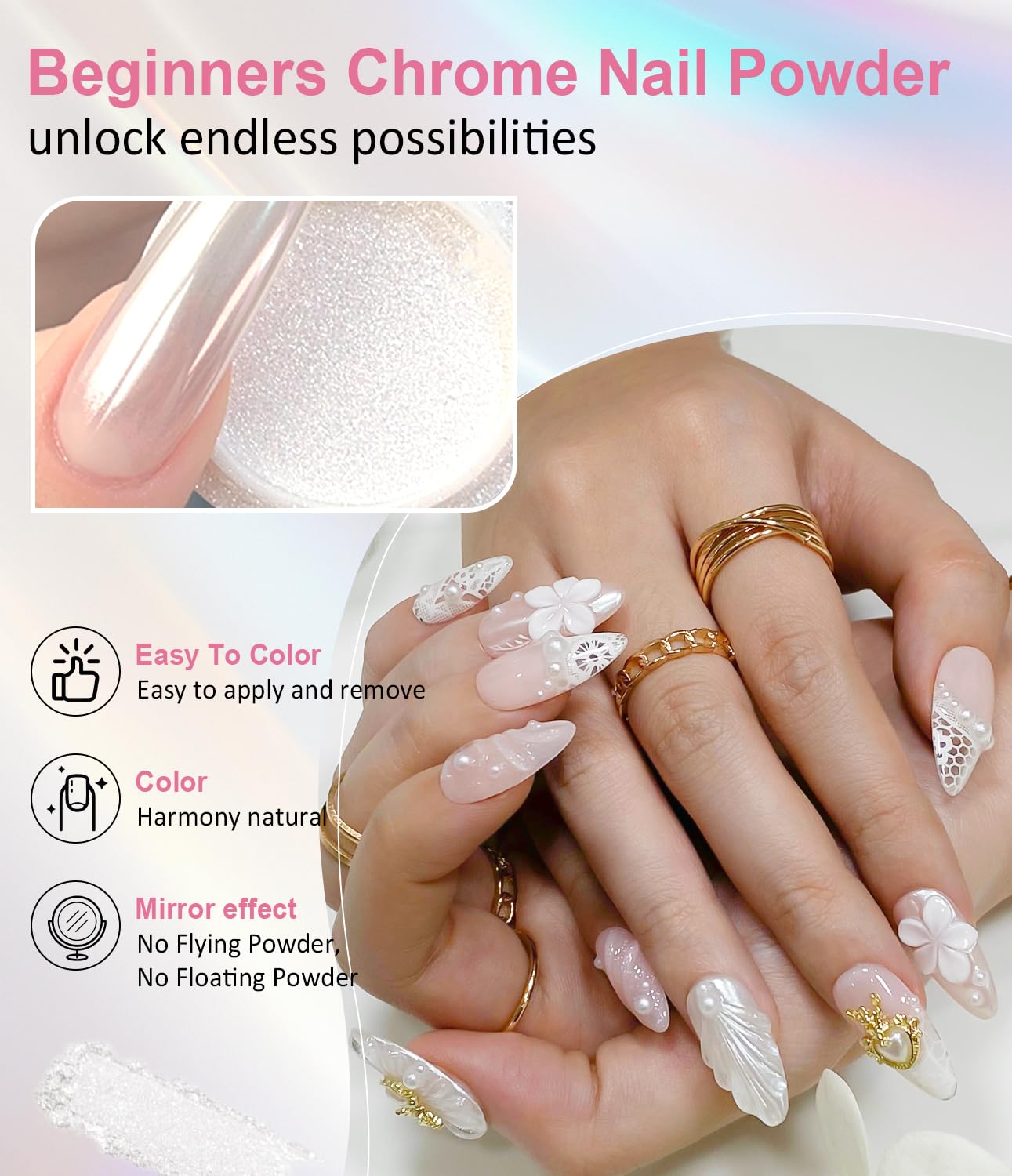 BISHENGYF fairy pink powder texture close-up for smooth mirror finish