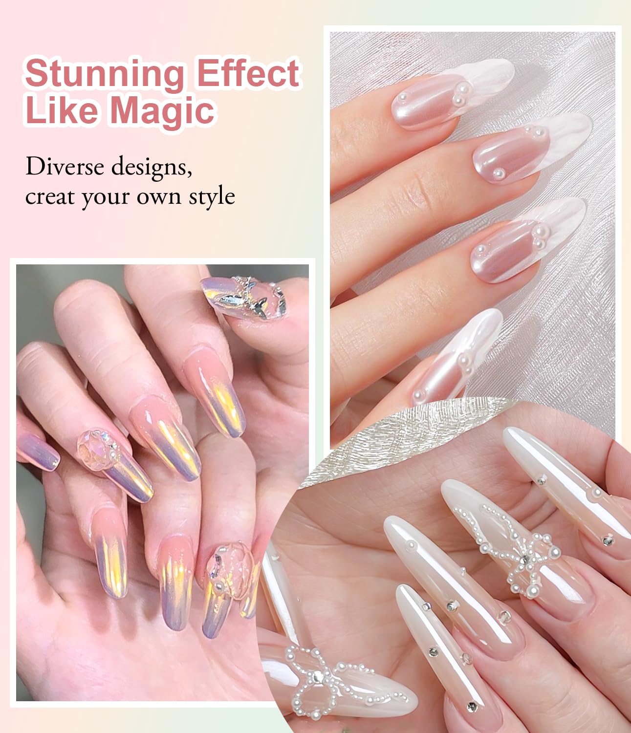 BISHENGYF holographic white powder close-up revealing rainbow shimmer