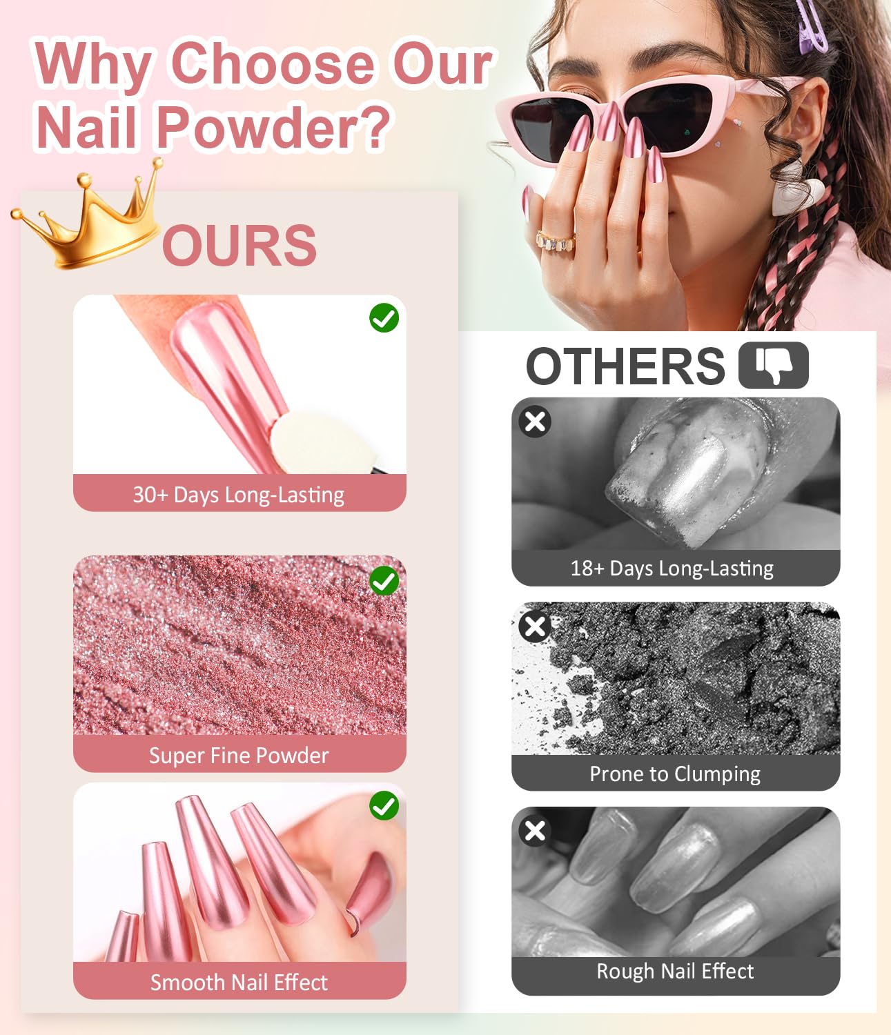 BISHENGYF chrome nails with rhinestones highlighting decorative options