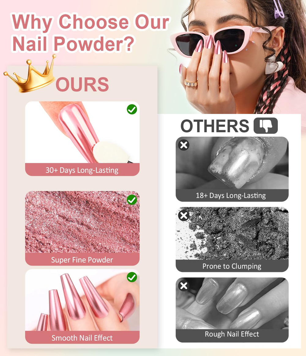 BISHENGYF chrome nails with rhinestones highlighting decorative options