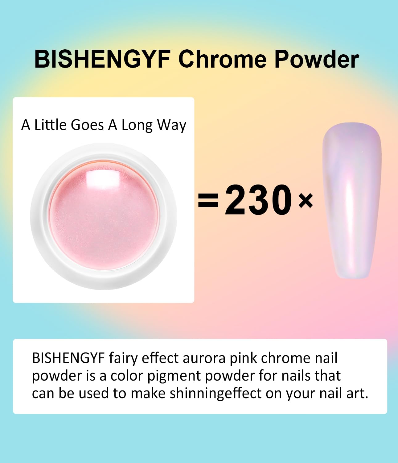 BISHENGYF on nails full-coverage pink chrome showing high gloss