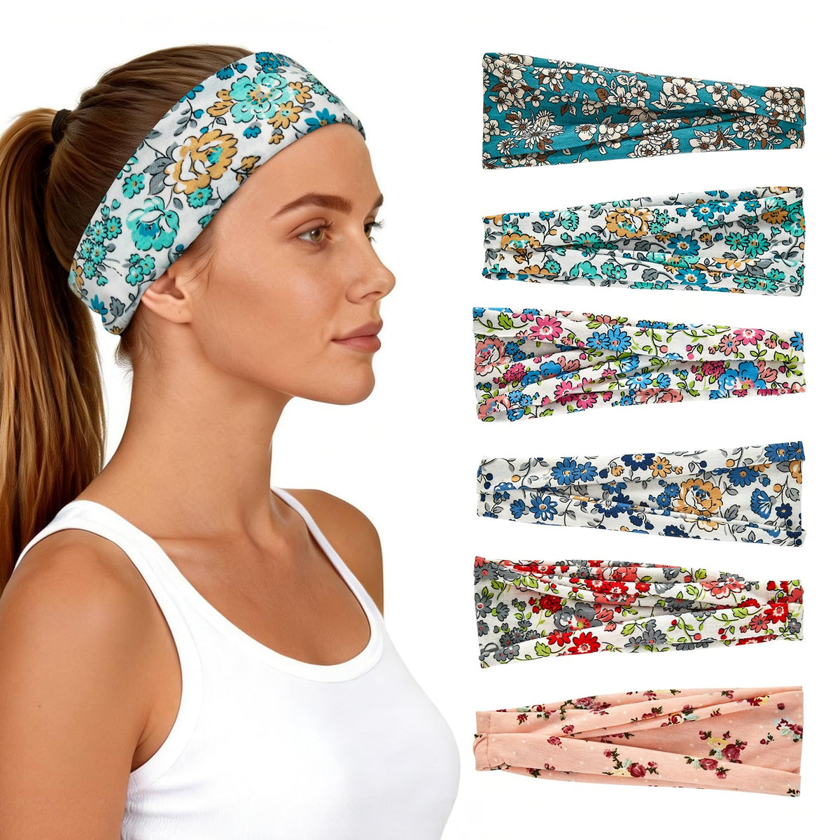 BITENET front packaging showing six floral headbands and value pack