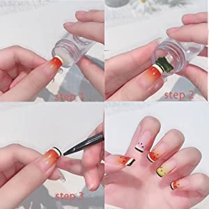 Biutee clear stamper positioned on nail showing accurate alignment and precise placement