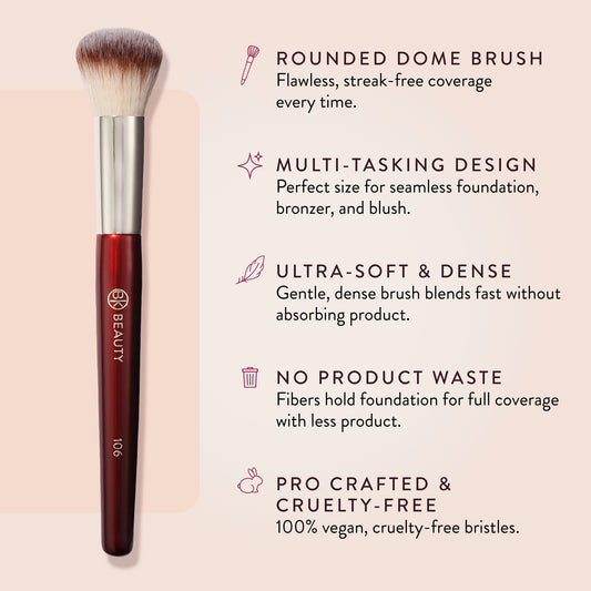 BK BEAUTY 106 close-up of soft vegan bristles for streak-free blend
