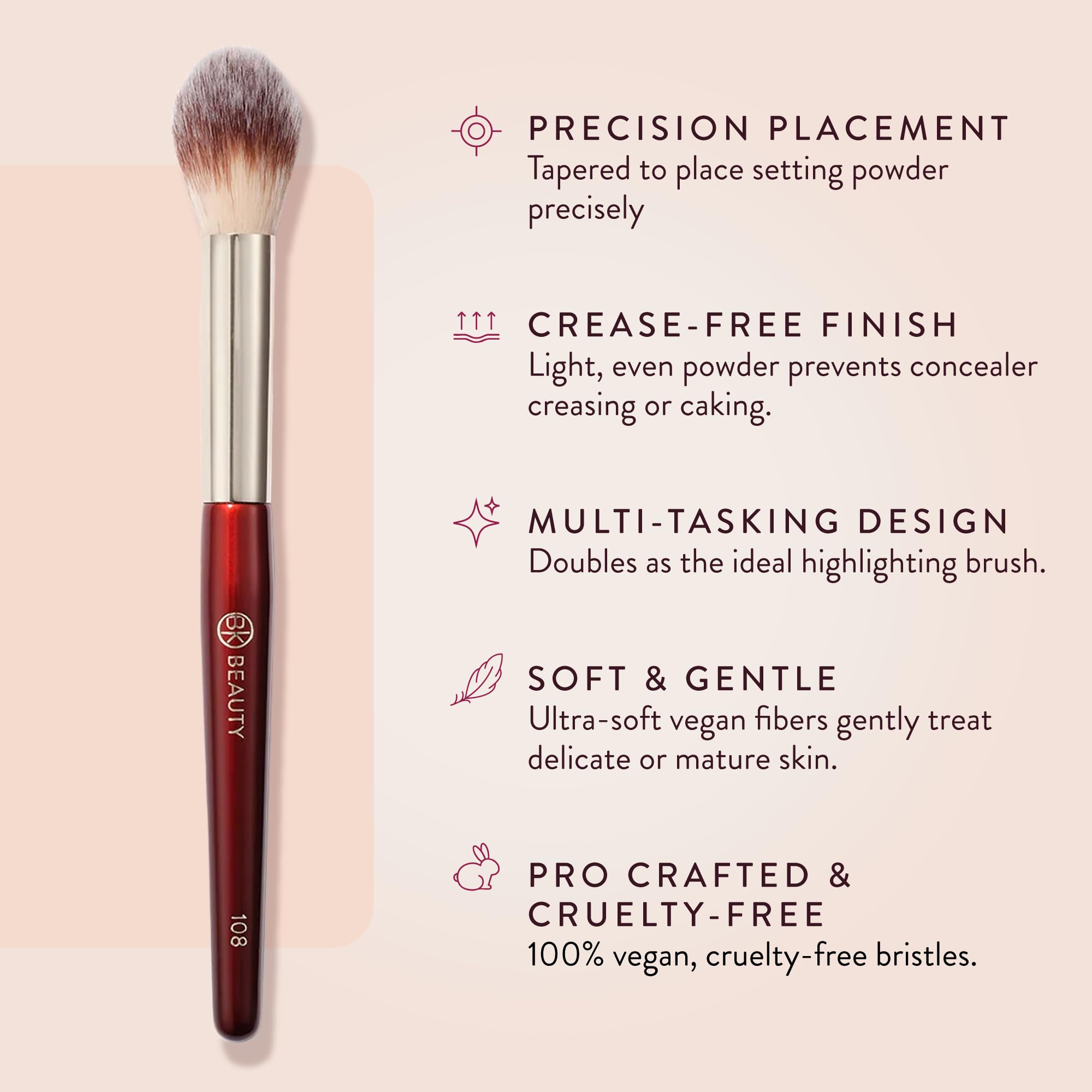 BK BEAUTY bristle close-up showing soft vegan fibers for gentle powder application