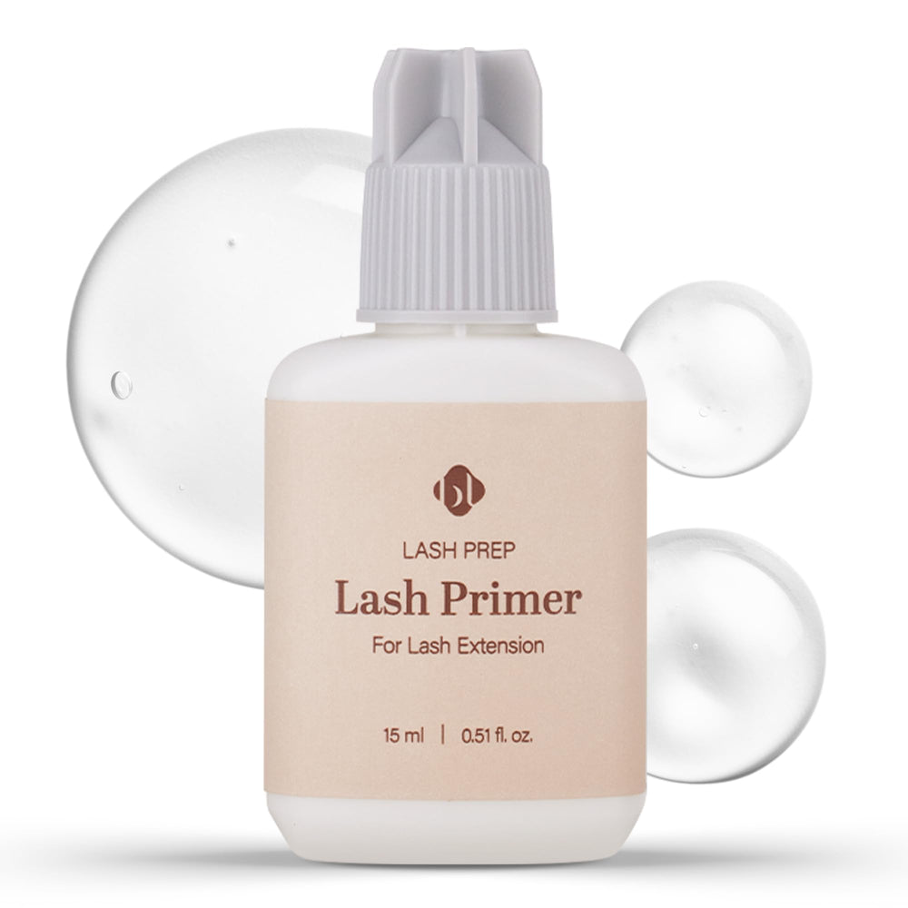 BL Lashes primer front bottle showing clean professional packaging and quick prep benefit