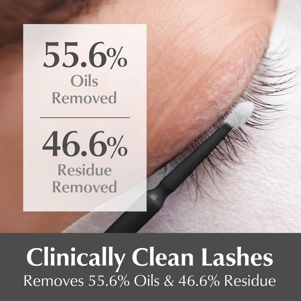 BL Lashes primer being applied with microbrush demonstrating faster, cleaner lash prep