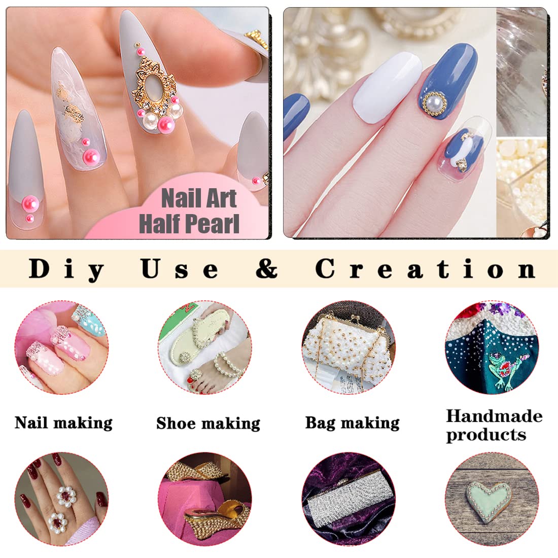 BLAAROOM pearls applied to nails demonstrating precise placement and sparkle
