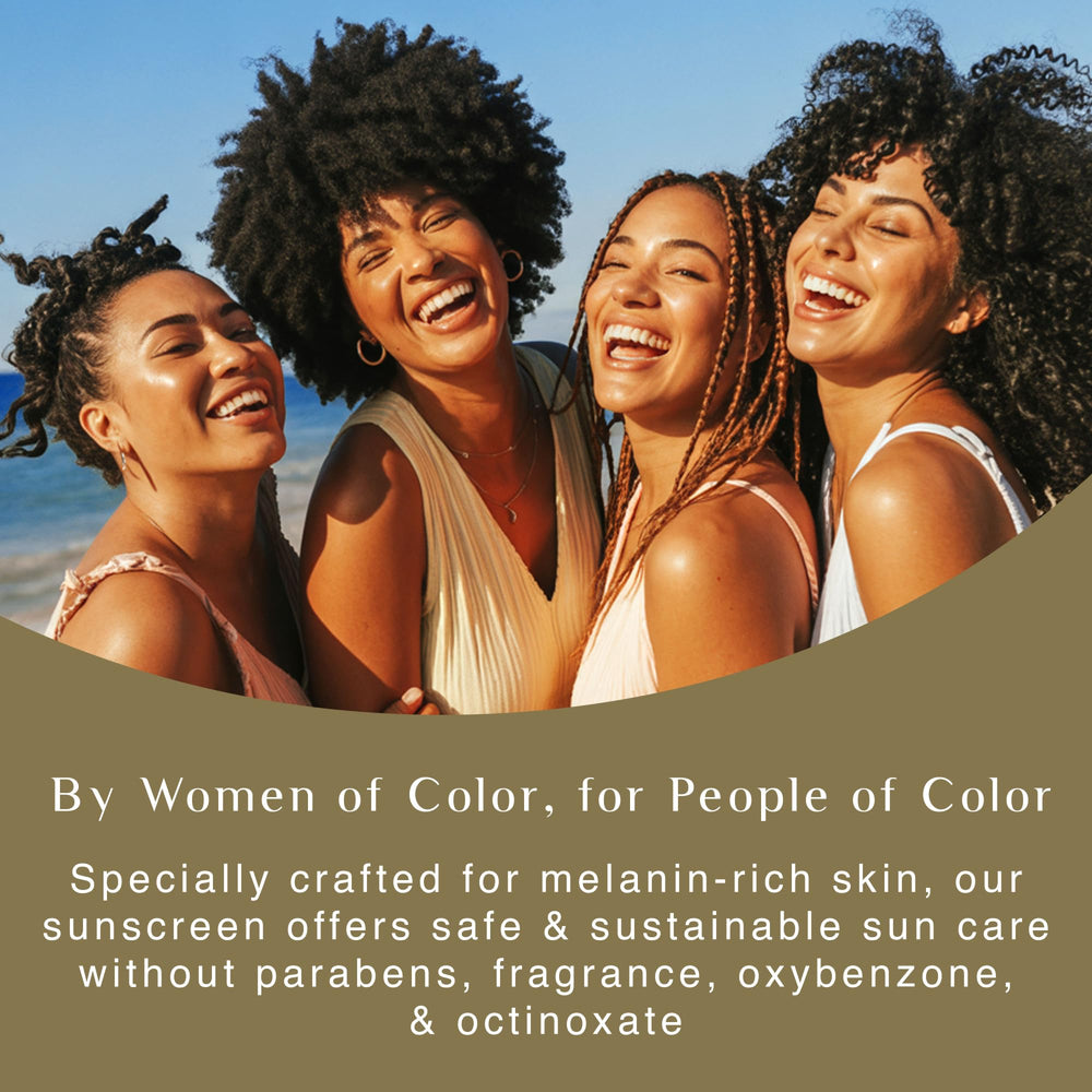 BLACK GIRL SUNSCREEN label close-up highlighting ingredients and reef-friendly claim