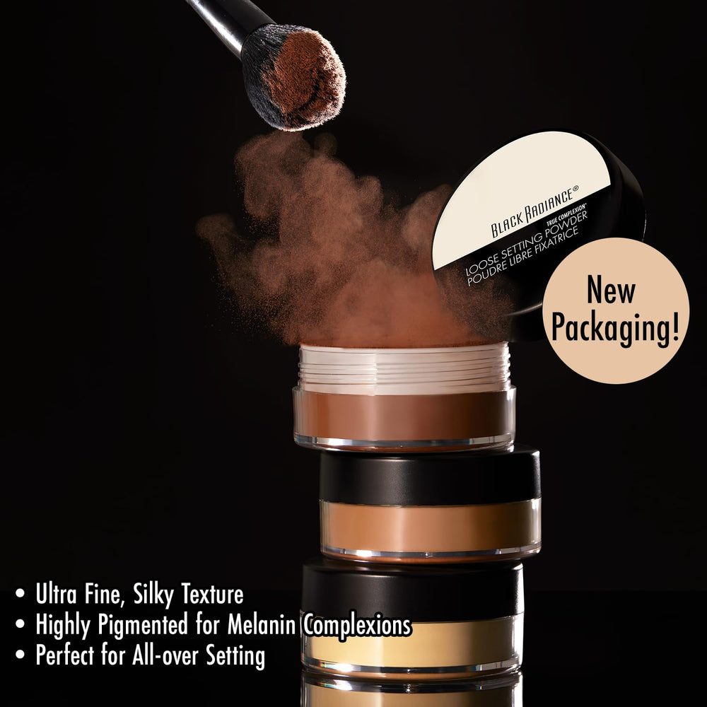 Black Radiance Cocoa Kisses open jar top view revealing finely milled loose powder