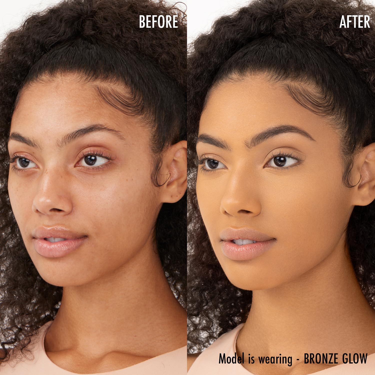 Black Radiance applied on model cheek illustrating seamless blending and natural definition