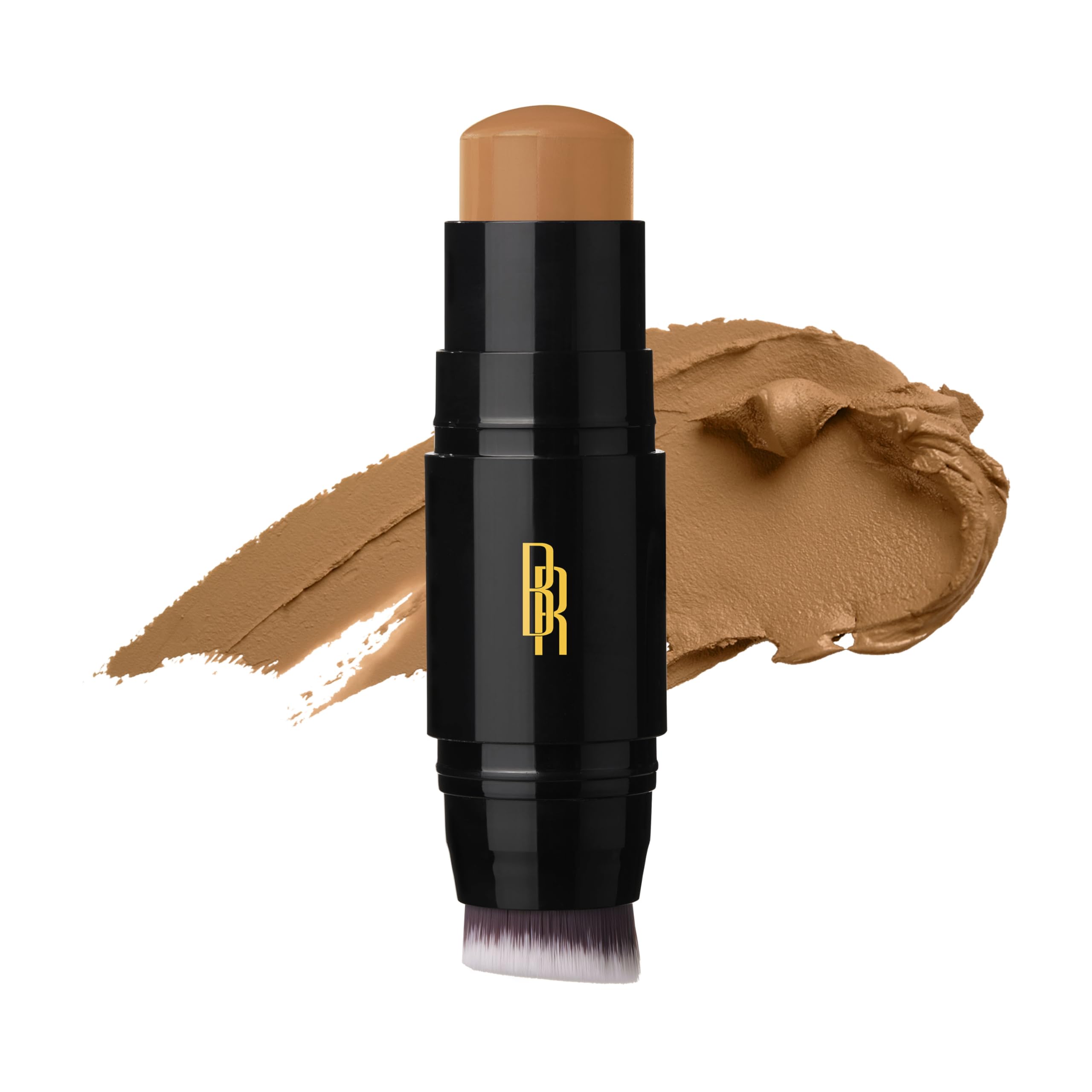 Black Radiance front view showing the dual-ended foundation stick and brush benefit easy application