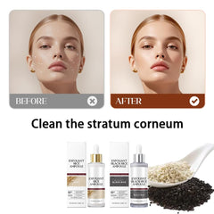 Black Rice Exfoliant dropper pouring into hand demonstrating easy application