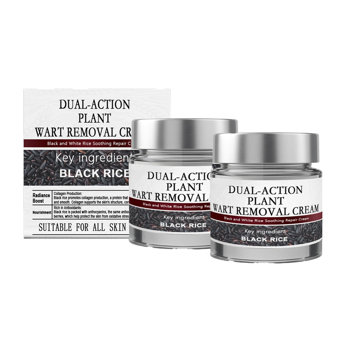 Black Rice Exfoliant front packaging showing product set and benefits