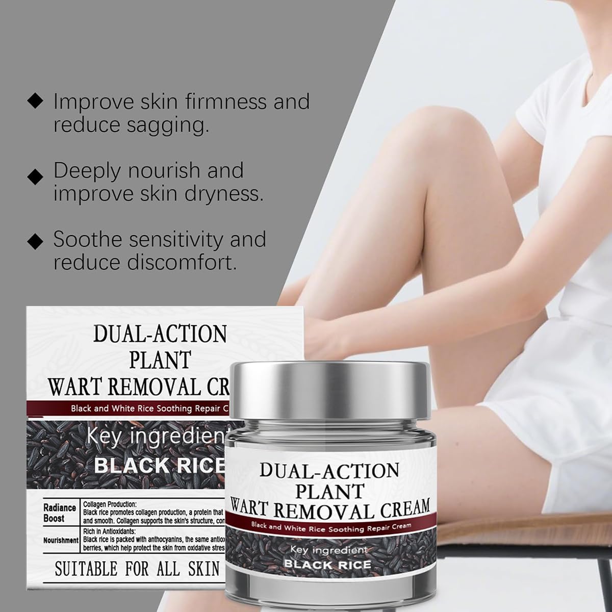 Black Rice Exfoliant label close-up highlighting rice extracts and natural ingredients