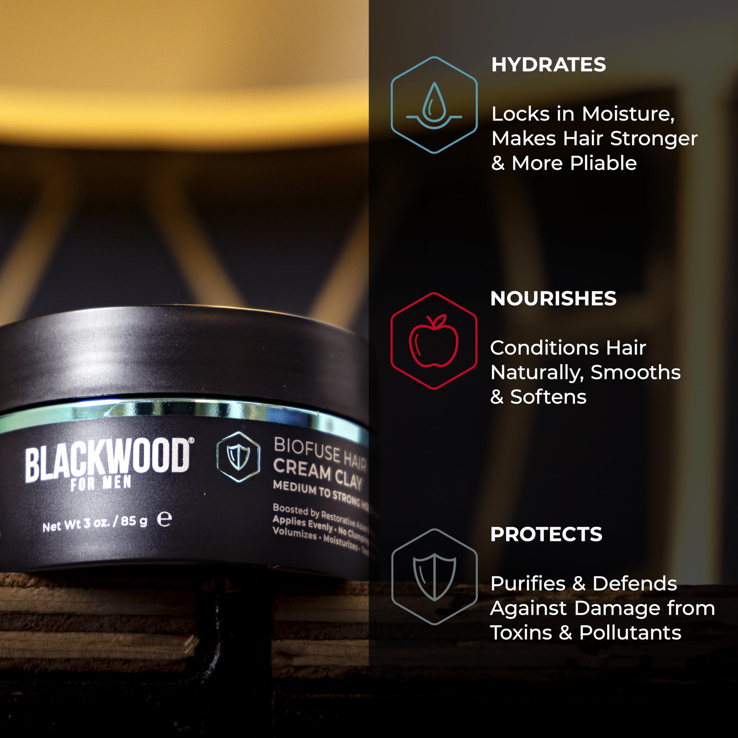 Blackwood For Men before and after hair showing added volume and matte finish benefit