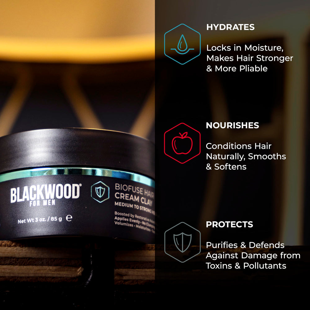 Blackwood For Men before and after hair showing added volume and matte finish benefit