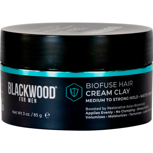 Blackwood For Men jar front view showing product branding and matte jar benefit