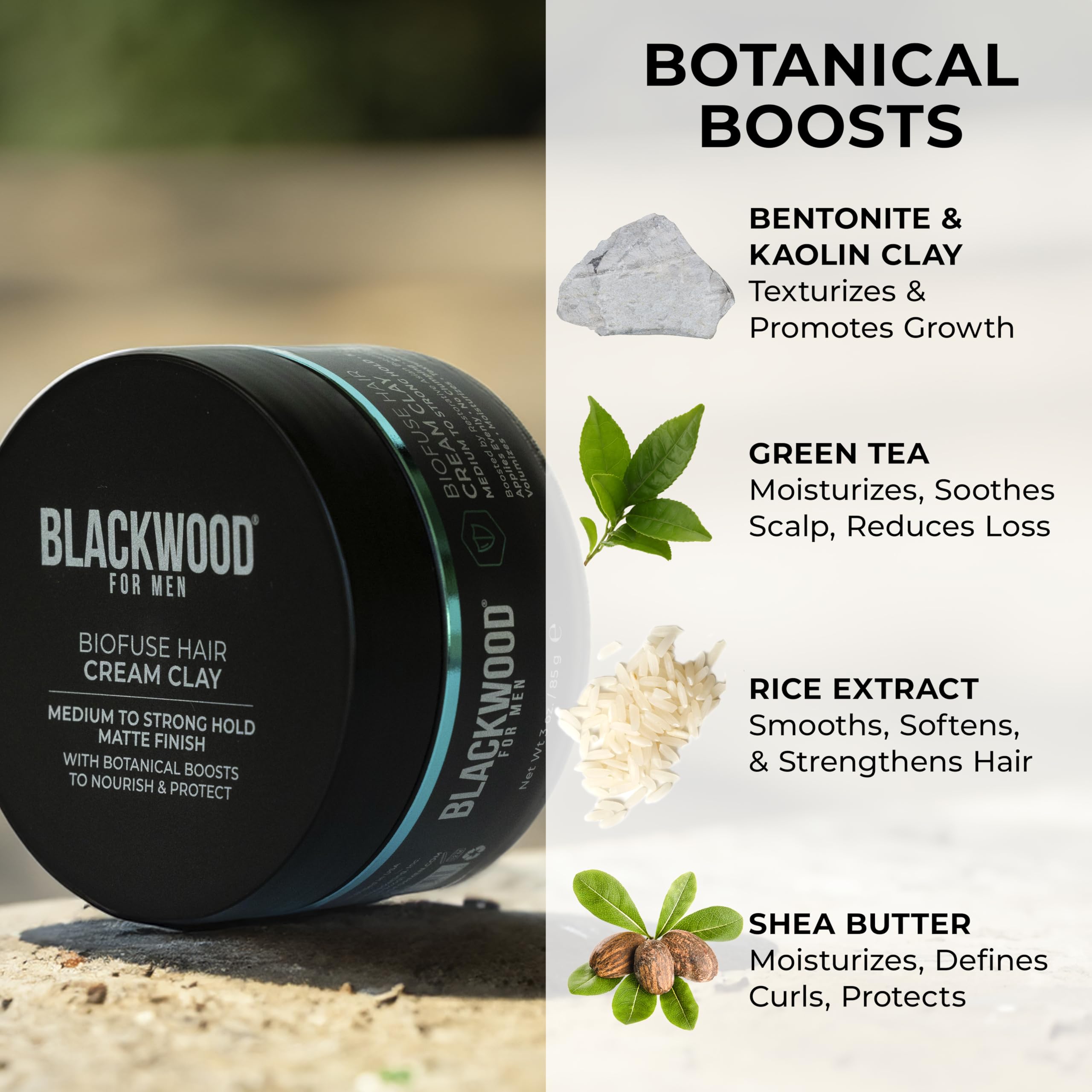 Blackwood For Men applied to fingers demonstrating easy distribution and detangling benefit