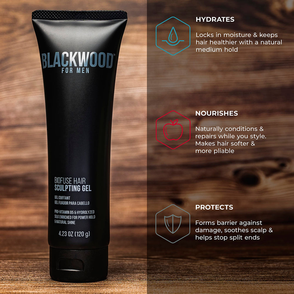 Blackwood For Men ingredient label close-up emphasizing clean, vegan and sulfate-free formula