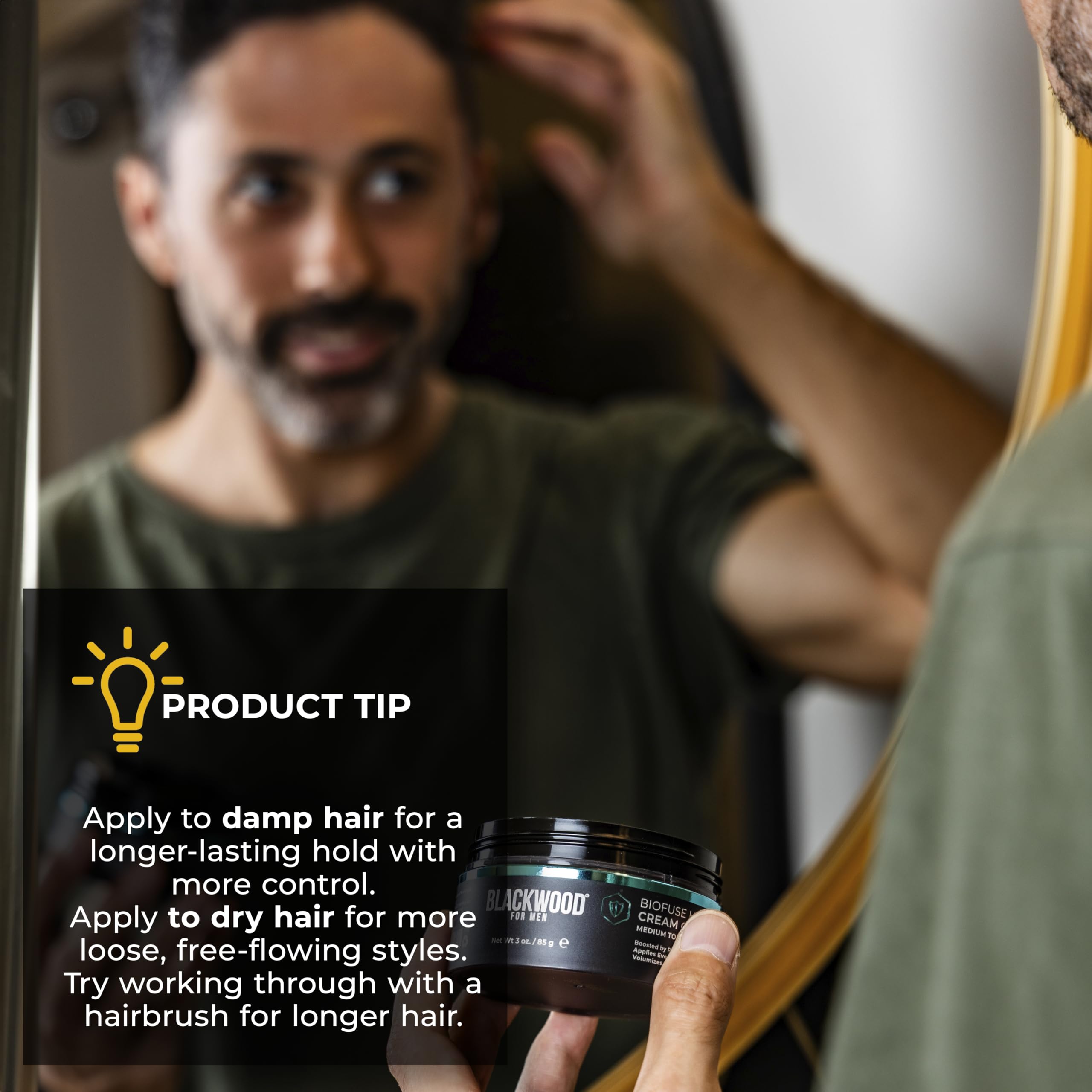 Blackwood For Men on bathroom vanity suggesting daily grooming routine benefit