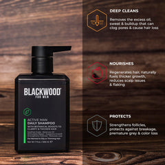 Blackwood For Men shampoo in-shower use on wet hair for post-workout freshness