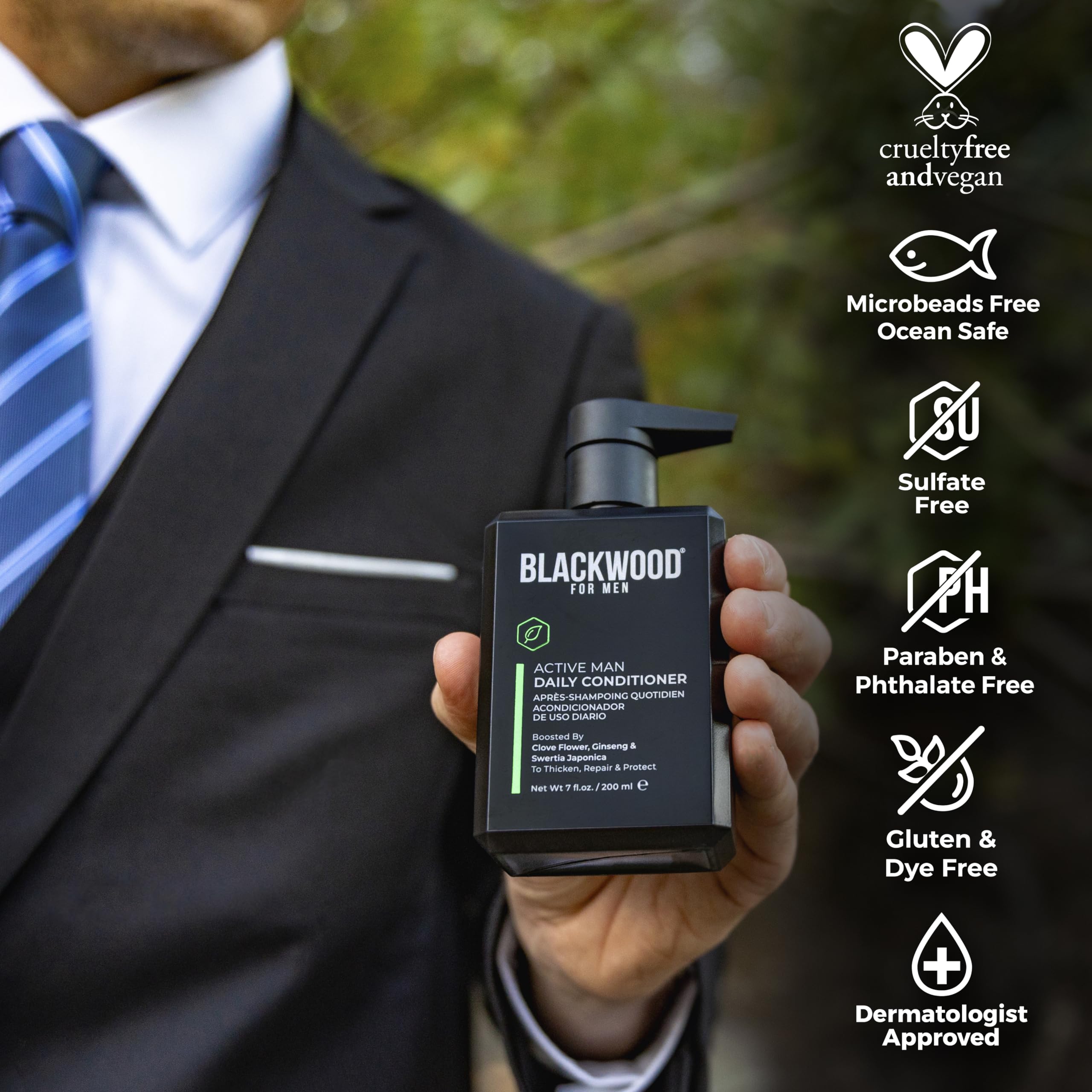 Blackwood For Men conditioner in use massaged into male scalp improving scalp comfort
