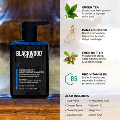 Blackwood For Men in-use shower scene demonstrating scalp cleansing