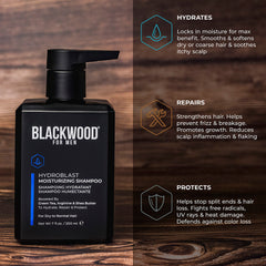 Blackwood For Men bottle next to travel items showing portable size