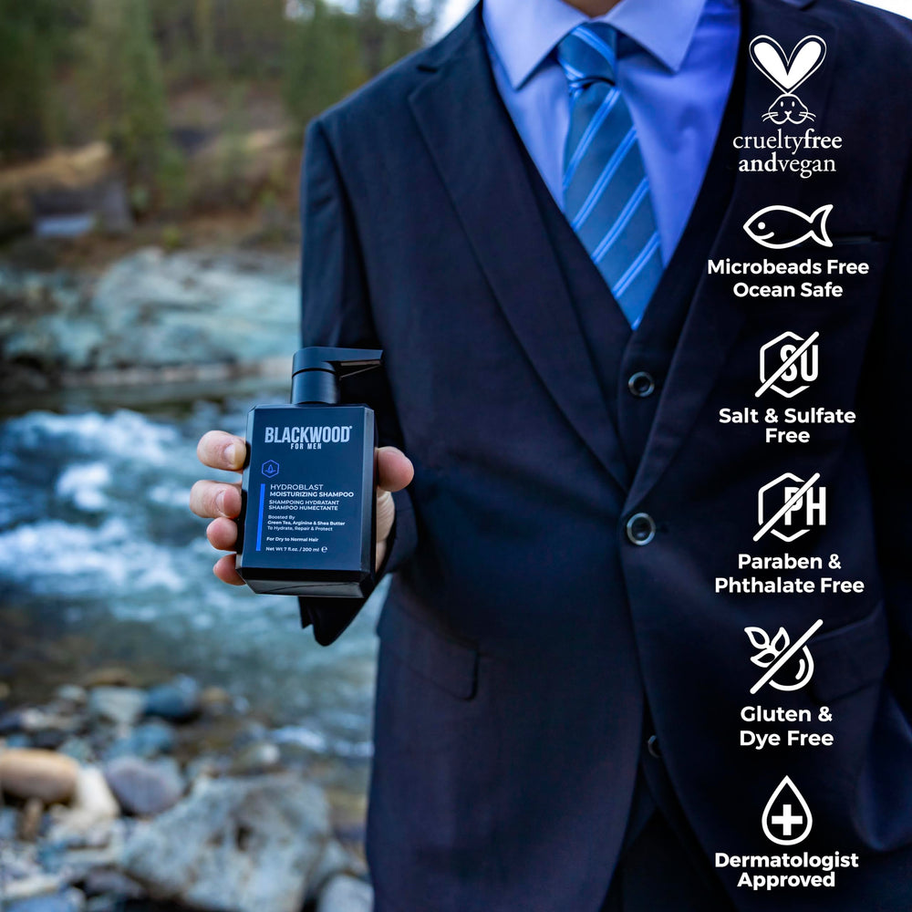 Blackwood For Men shampoo lather texture showing rich moisturizing foam