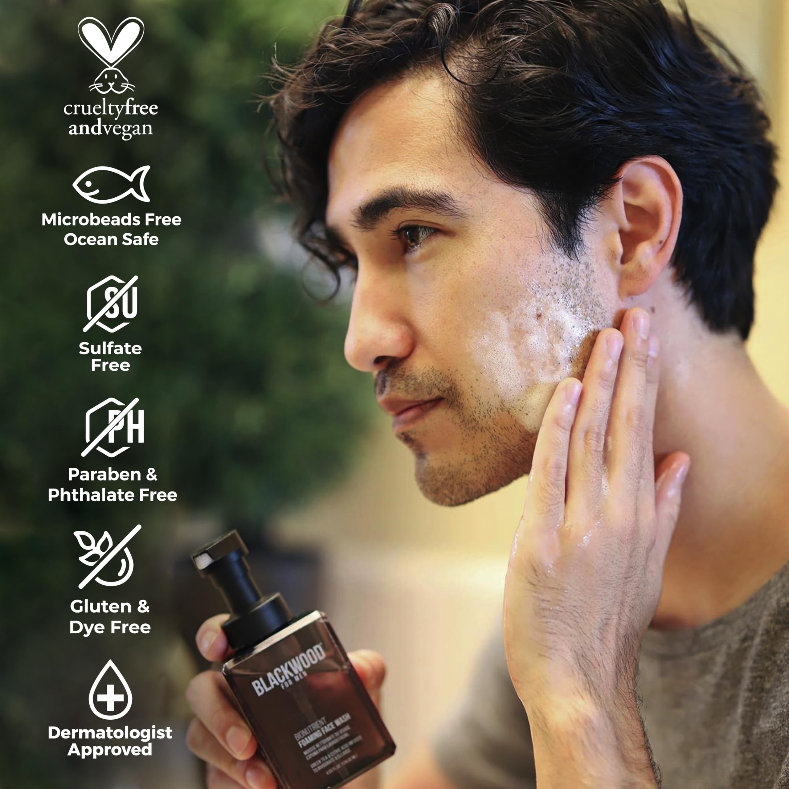 Blackwood For Men pump nozzle detail for controlled dispensing benefit
