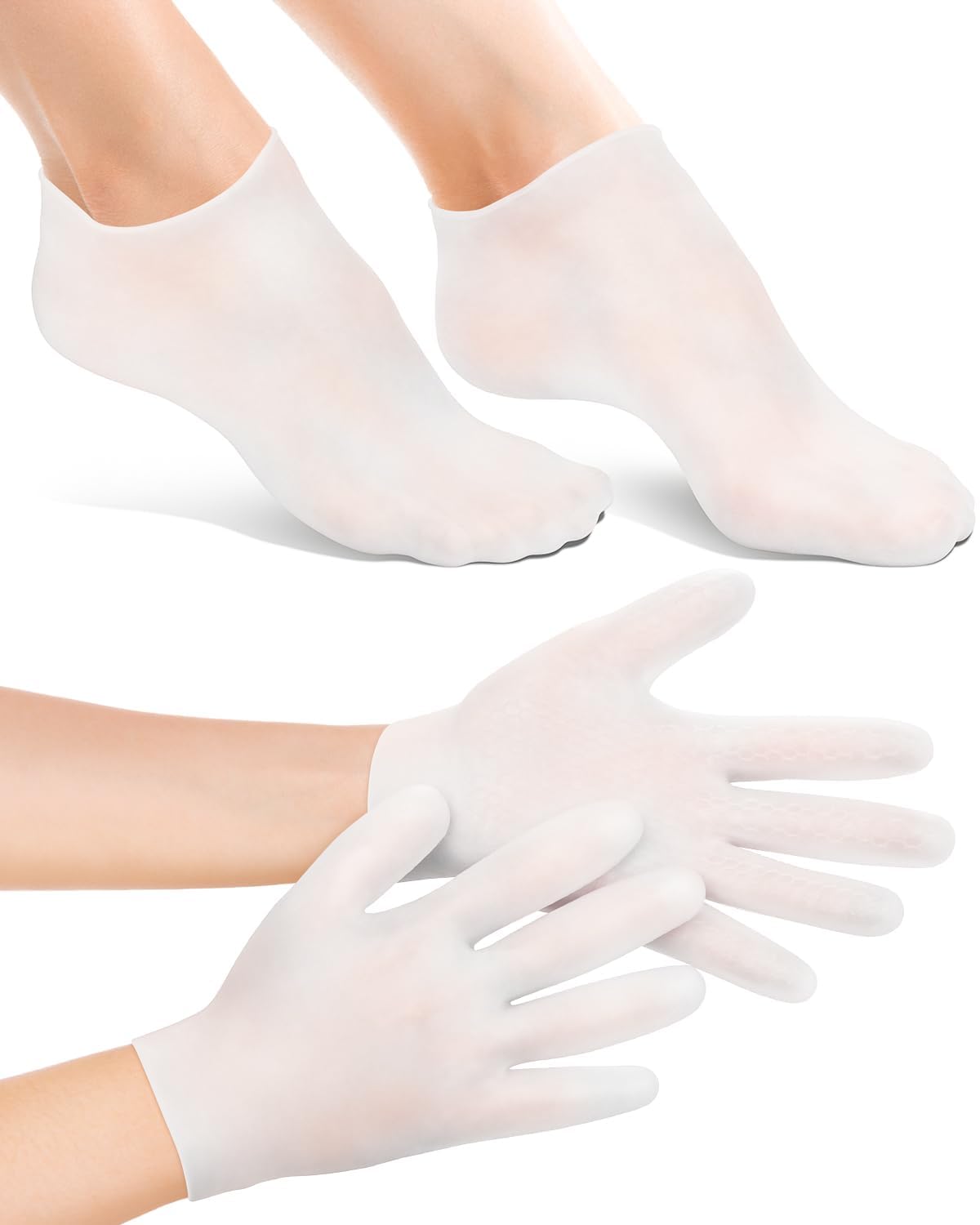 BLATOWN front view of glove and sock set showing compact reusable spa kit benefit