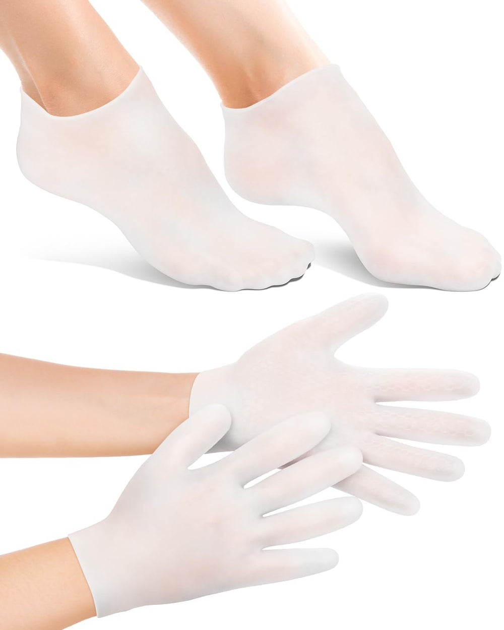BLATOWN front view of glove and sock set showing compact reusable spa kit benefit