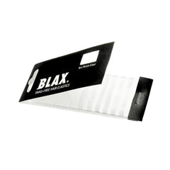 Blax clear elastics front packaging showing 8-count and benefits