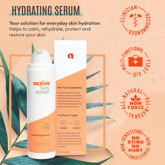 BLDG ACTIVE creamy-serum texture on fingertip demonstrating lightweight hydration