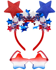 BleSky headband and sunglasses front view showing festive patriotic styling