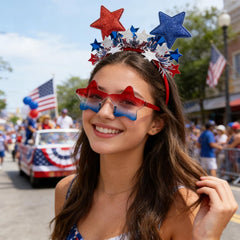 BleSky headband tinsel and metallic stars close-up emphasizing shine