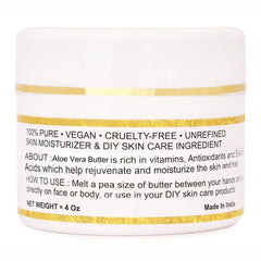Bless International close-up texture of aloe butter, shows smooth spreadability benefit