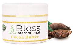 Bless International melted cocoa butter on palm demonstrating moisturizing effect