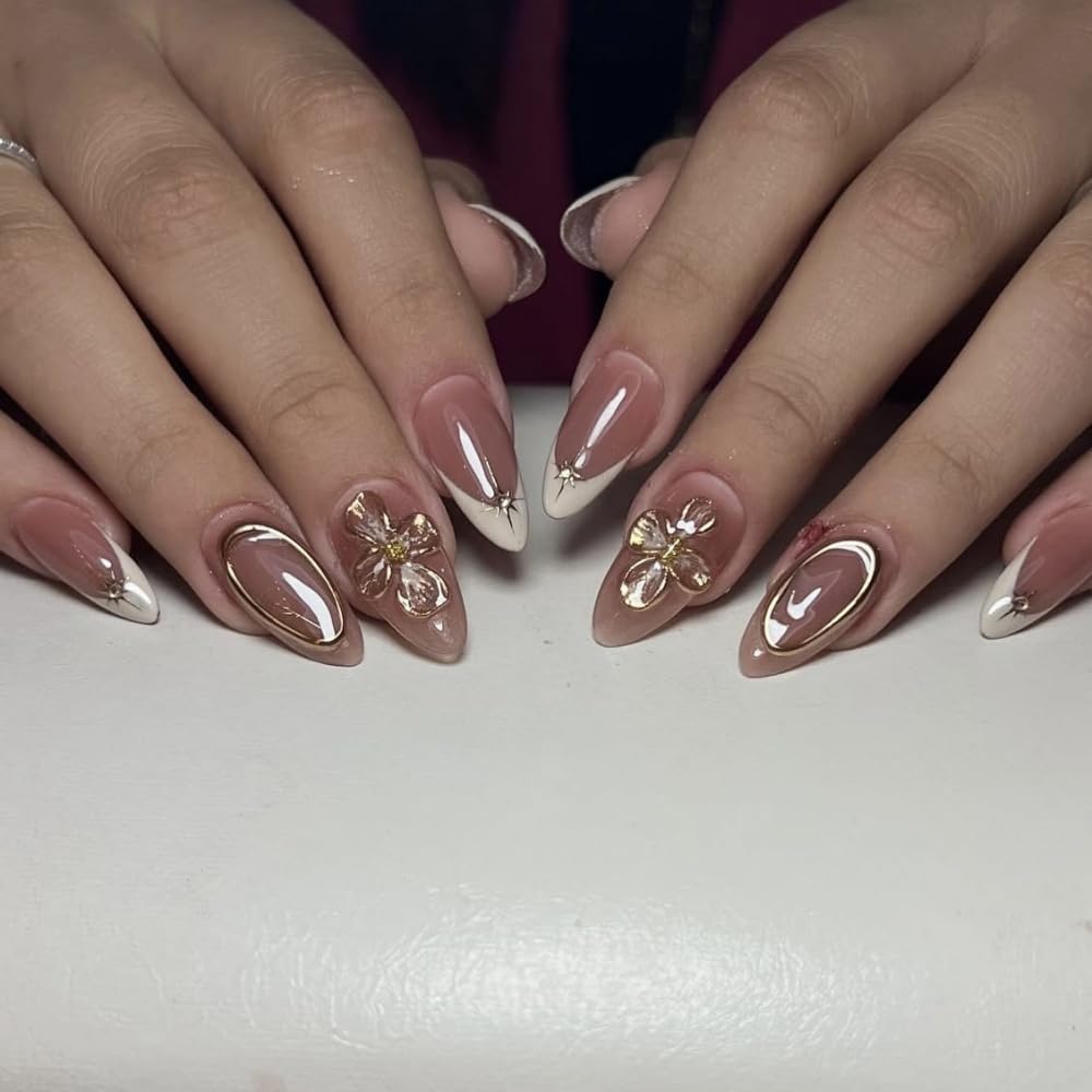 BLGTGH close-up of gold flower detail and metallic lines enhancing elegance