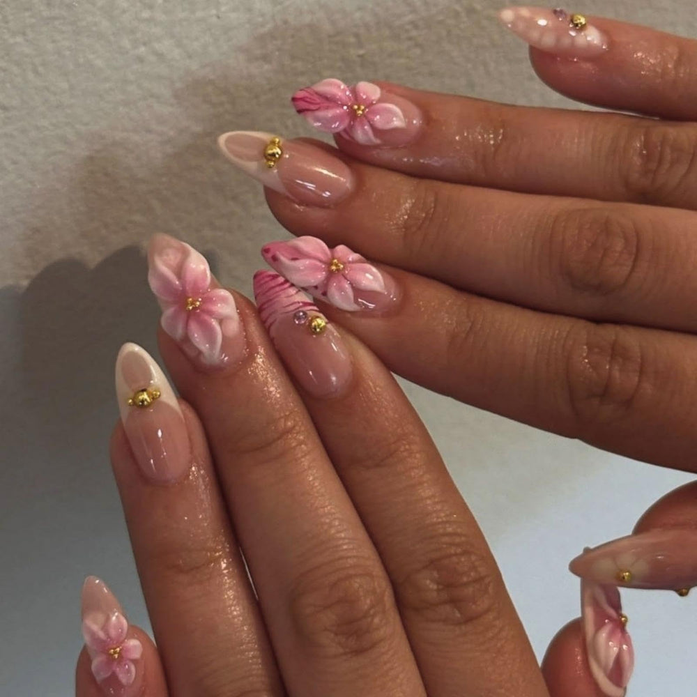 BLGTGH front view showing ombré French tips and glossy finish, elegant everyday wear
