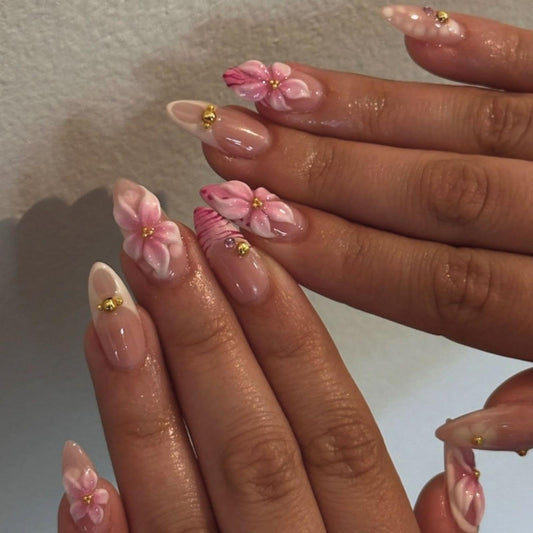 BLGTGH front view showing ombré French tips and glossy finish, elegant everyday wear