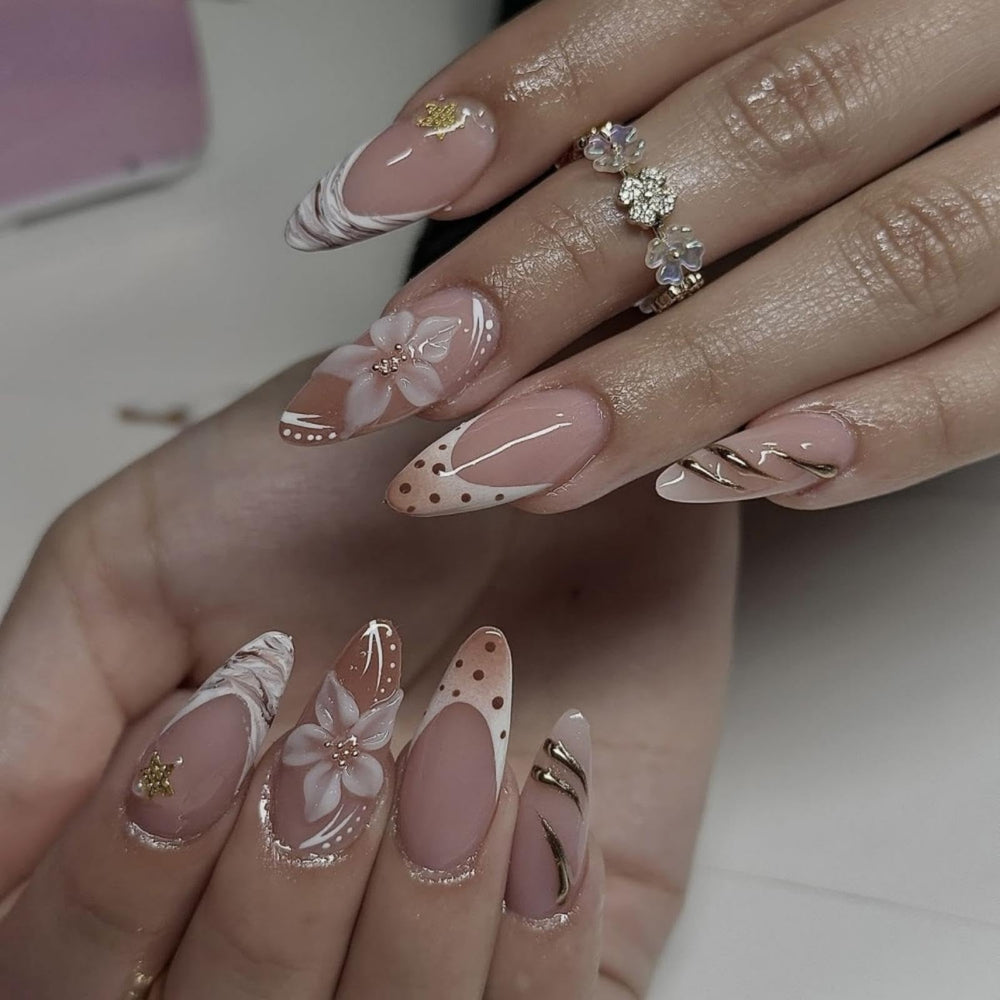 BLGTGH front packaging showing 24-piece almond press-on nails, convenient kit benefit