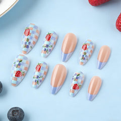 BLGTGH press-on nails applied on hand showing quick application and wearable style